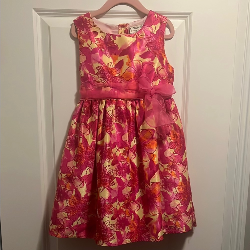 Brooke Lindsay Girls Floral Pink and Orange Kids Dress worn once 🆕